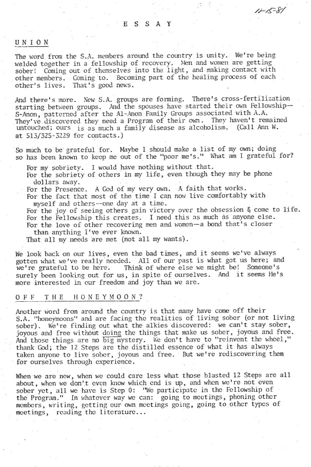 November 1981 ESSAY Cover