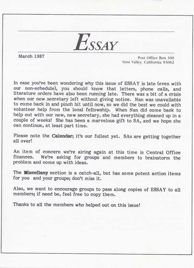 March 1987 ESSAY Cover