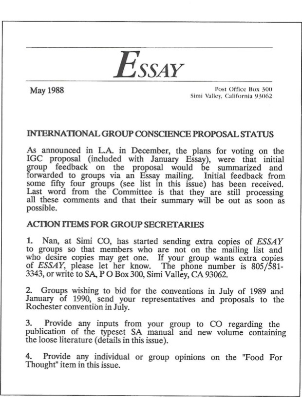 May 1988 ESSAY Cover