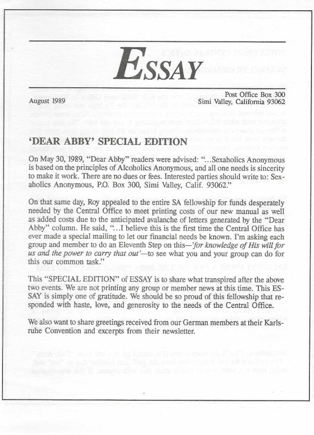 August 1989 ESSAY Cover