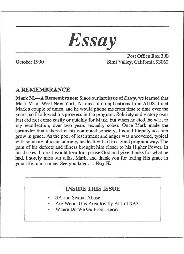 October 1990 ESSAY Cover