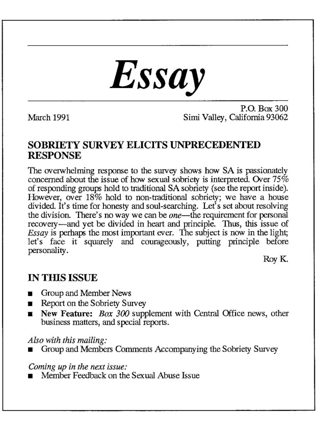 March 1991 ESSAY Cover