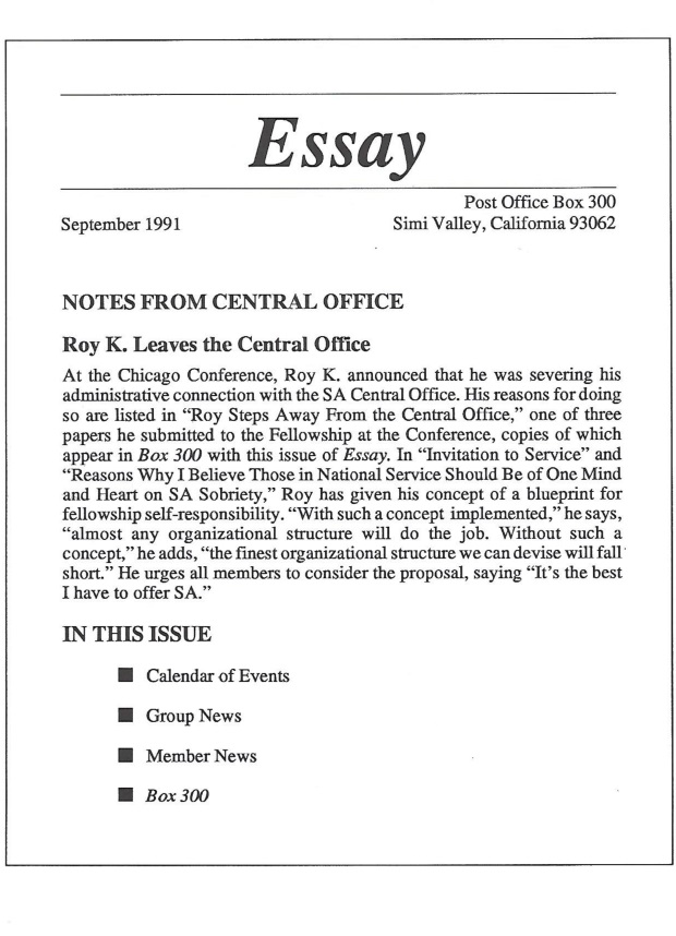 September 1991 ESSAY Cover