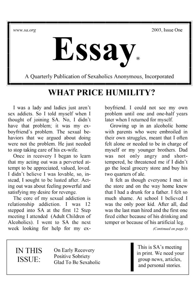2003, Issue One ESSAY Cover